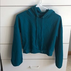 Wilde Fable Teal Crop Top Hoodie
